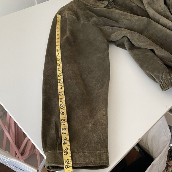 Vintage Colebrook Olive Green Suede Leather Bomber Harrington Jacket Mens XL - Picture 5 of 16